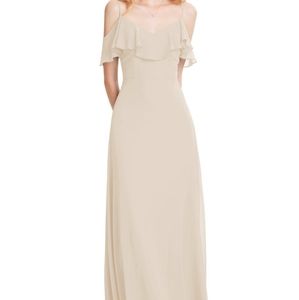 Bill Levkoff Chiffon Off the Shoulder V-Back A-line Gown Dress